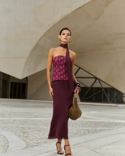 Vestido Traviata Manila Berenjena
